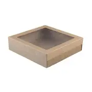 10 x Small Brown Kraft Disposable Square Catering Grazing Boxes Trays With Lids