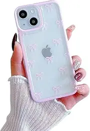 Cute Bowknot Case for iPhone 8/7/ SE 2020/ SE 2022, Ribbon Bow Case, Clear Aesthetic Stylish Slim Soft Durable Pretty TPU Protective Cover for Women Girls - (Pink)