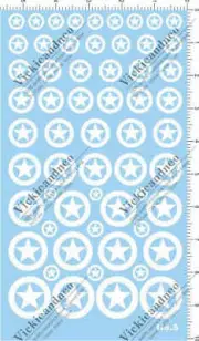 Universal Different Size WWII US ARMY Star Markings Military Water Decal White