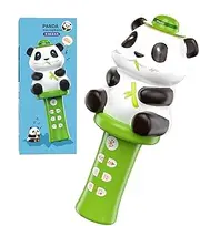 Kids Karaoke Wireless Microphone - Wireless Early Learning Panda Shape Interactive Toys,Handheld Portable Multi-Functional Speaker Machine Player with 7 Buttons for School