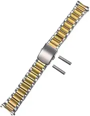 [Semdu] 316L Stainless Steel 18mm 20mm 22mm 24mm Watch Band, Silver 2tone Gold Oyster Flat Curved End Folded Watch Band Bracelet Strap