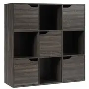 Giantex 9-Cube Bookcase Storage Bookshelf Free-standing Storage Shelf Dark Gray