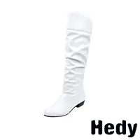 在飛比找momo購物網優惠-【Hedy】粗跟長靴/歐美純色時尚百搭粗跟長靴(白)