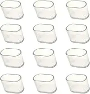 12Pcs Oval Outdoor Chair Leg Caps, Plastic Chair Legs Cover Floor Protectors, 20x40 mm Chairs Tables Leg Furniture Feet Covers for Hardwood Floors and Outdoor Patio Set Transparent