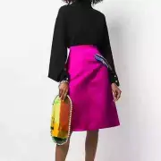 NWT Pink Christopher Kane Fuschia Hot Pink Art Deco Whimiscal Crystal Gel Skirt