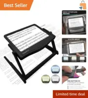 5X Magnifying Glass with Detachable Stand & Adjustable LED Lighting for Readers