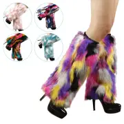 Boot Cuff Fluffy Soft Furry Faux Fur Leg 40cm Warmers Multicolor Shoes Cover