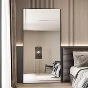 [CASSILANDO] 180 * 80cm Oversized Full Length Mirror, Bedroom Floor Body Mirror with Stand Floor Mirror Standing Mirror for Bedroom Extra Large Hanging Aluminum Alloy Thin Frame