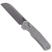 Kunwu Chad Folding Knife Titanium Handle Gray Stonewashed PM60 SX703T-1
