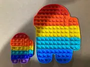 RAINBOW Push Pop Bubble Fidget 2 Pack - 12” & 6” Among Us Popper - NEW!