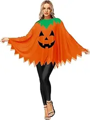 Halloween Pumpkin Costume Spider Web Skeleton Poncho Cloak
