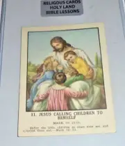 Vintage Bible Study Lesson Color Card Christian JESUS calling Children Himself