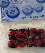 Dress It Up Ladybug Flatback Buttons x 8