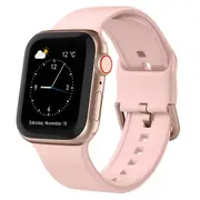 For Apple Watch Series 3,42-mm Case,Pin Buckle Silicone Watch Band,Pink