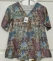 NWT Roller Rabbit size 8 girls beige blue pink patchwork A-line dress $65