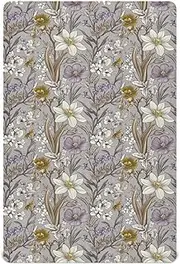 Unisex Fitted Baby Crib Sheets for Boy Girl Soft Nursery Bed Sheet for Standard Crib and Toddler Mattress 39x27in Flowers Flower Violet Daffodils Silver