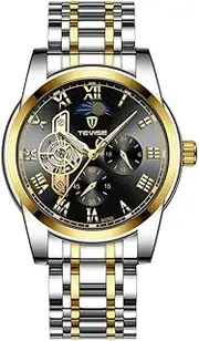 [DAXIAOYU] Men's Stainless Steel Fully Automatic Mechanical Watch Moon Phase Waterproof Luminous Multifunctional Business Wrist Watch