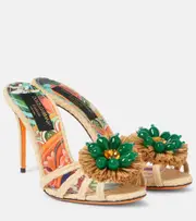 [Dolce & Gabbana] Dolce & Gabbana 90 embellished raffia mules AU 7 beige