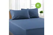 King Size Ocean Color Poly Cotton Fitted Sheet + Pillowcase