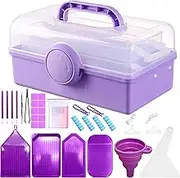 Diamond Painting Storage Boxes 57 Slot Bead Organizer Shockproof Jars Diamond Art Tool Accessories Kits Expandable 3 Layer Art Craft Container Rack for Painting Jewellry Craft Organizer