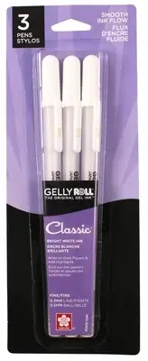 Sakura Gelly Roll Classic Fine Point Pens 3/Pkg-White 57452
