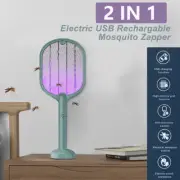 Electric USB Rechargable Racket Fly Swatter Mosquito Insect Killer UV Bug Zapper