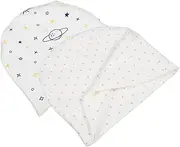 [HAMPPLIES] 2pcs Newborn Baby Hat Ponytail Hole Sleep Bonnet Shower Cap for Infant Toddler Boys Girls