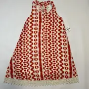 Everleigh Women's XS Sleeveless Mini Shift Dress Lace Trim Coral Red & White NEW