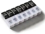 7 Day Weekly Pill AM PM Organizer, Large Pill Box Organizer 2 Times a Day, Pill Case Container Holder Pill Dispenser Travel Medication Organizer, AM/PM Pill Containers for Pills/Vitamin/Supplements/Medicine Supplements Fish Oil（White & Black）