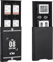 KIWIFOTOS 8 Slots Memory Card Case Pop-up Aluminum Memory Card Holder Organizer Micro SD Card Holder Stores 4 SD & 2 CF Express Type-B or XQD & 2 x Micro SD