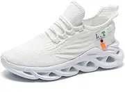 [ZDFQLGV] Men's Running Shoes Trainers Sports Shoes Walking Shoes Breathable Rubber Soles Spiral Base Fitness Jogging Shoe, White, 10 AU