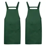 2pcs H Style Apron Kitchen Cooking Aprons Artist Painting Apron Dark Green