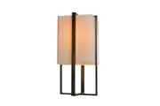Sofie Modern Oriental Steel Frame W/ Square Shape Fabric Shade Table Lamp Light - Antique Brass.