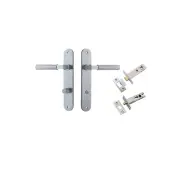 Brunswick Lever Oval Backplate Privacy Kit Brushed Chrome
