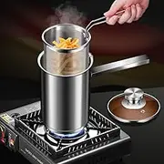Frafuo Deep Fryer Pot Small Deep Fryer Stainless Steel Frying Pot With Oil Drip Drainer Basket Glass Lid Cookware for French Fries Shrimp Chicken Wings and Shrimp
