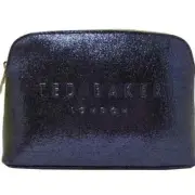 TED BAKER Ailieen Patent Saffiano Makeup Cosmetic Bag Case Navy Blue Glitter OB