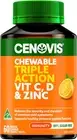 Chewable Triple Action Vit C D & Zinc 60 Tablets Immune Support Cold Relief