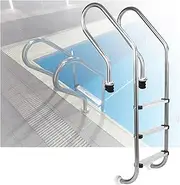 3 Steps Swimming Pool Ladder, Pool Pedal Step with Extended Armrest, Step for Water Park Indoor Pool Fish Pond(Pre-Buried,3-Steps1.5mm)