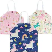 [-] 3Pcs Kids Aprons Soft Breathable Linen Kids Cooking Aprons Cute Cartoon Kids Chef Aprons Adjustable Reusable Toddler Apron for Kids Baking Crafting Art Gardening [-]