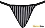 Ladies Black and White Striped Satin G-String Thong Underwear