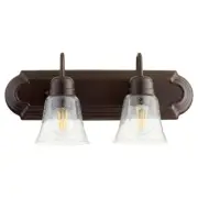 Quorum 2 Light Vanity, Oiled Bronze/Clear Seeded - 5094-2-286