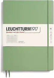 Leuchtturm1917 363918 Notebook Master Slim (A4+), Hardcover, 123 numbered pages, Sage, Ruled