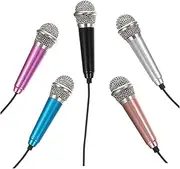 TEMPNAP 5Pcs Portable Mini Microphones for Phone Tiny Vocal Mics for Singing Recording and Gaming Lightweight Durable Design Rose Red Silver Gold Black