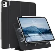 GKABXY Magnetic Case for iPad Pro 11 Inch Case (M4, 2024, 5th Generation), Powerful Magnetic Attachment, Auto Sleep/Wake, Slim Trifold Stand Cover, Supports Pencil Pro/USB-C, Black