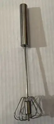 Small Spring Handle Whisk Semiautomatic Egg Beater Hand Push 10 inches