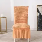 Dining Chair Cover Swing Skirt Wedding Banquet High-Back Seersucker Spandex Seat
