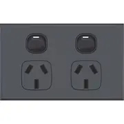 Slim GPO Double Power Point Socket - Matte Black