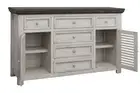 70 Antiqued White Solid and Manufactured Wood Distressed Buffet Table
