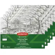 Derwent Academy Sketching Drawing Pad Landscape 30 Sheets Artists (A5) [5 Pack]