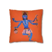 Spun Polyester Pillowcase, MA KALI THAKUR/DIWALI Festive Cushion Cover, Diwali